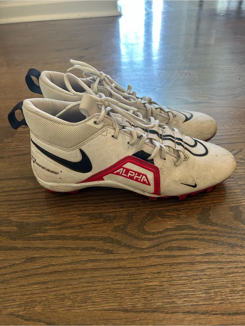 Nike White Black Red Alpha Cleats